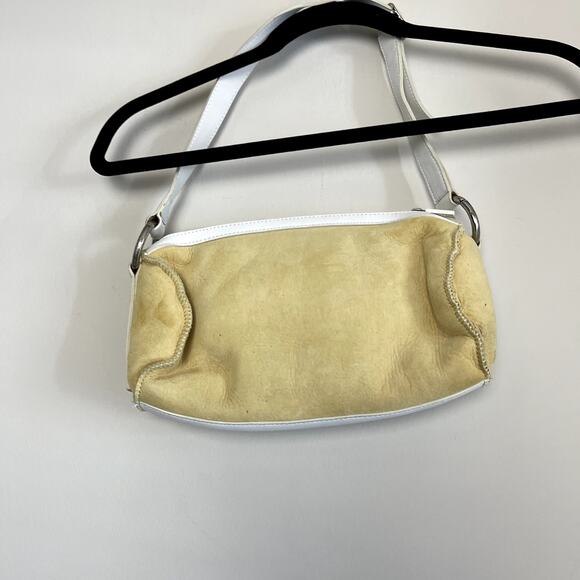 Ugg Australia Shearling Suede Shoulder Bag Yellow White Trim Y2K - Picture 2 of 8